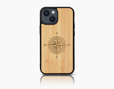 Coque bois-plastique COMPASS iPhone 13 Mini